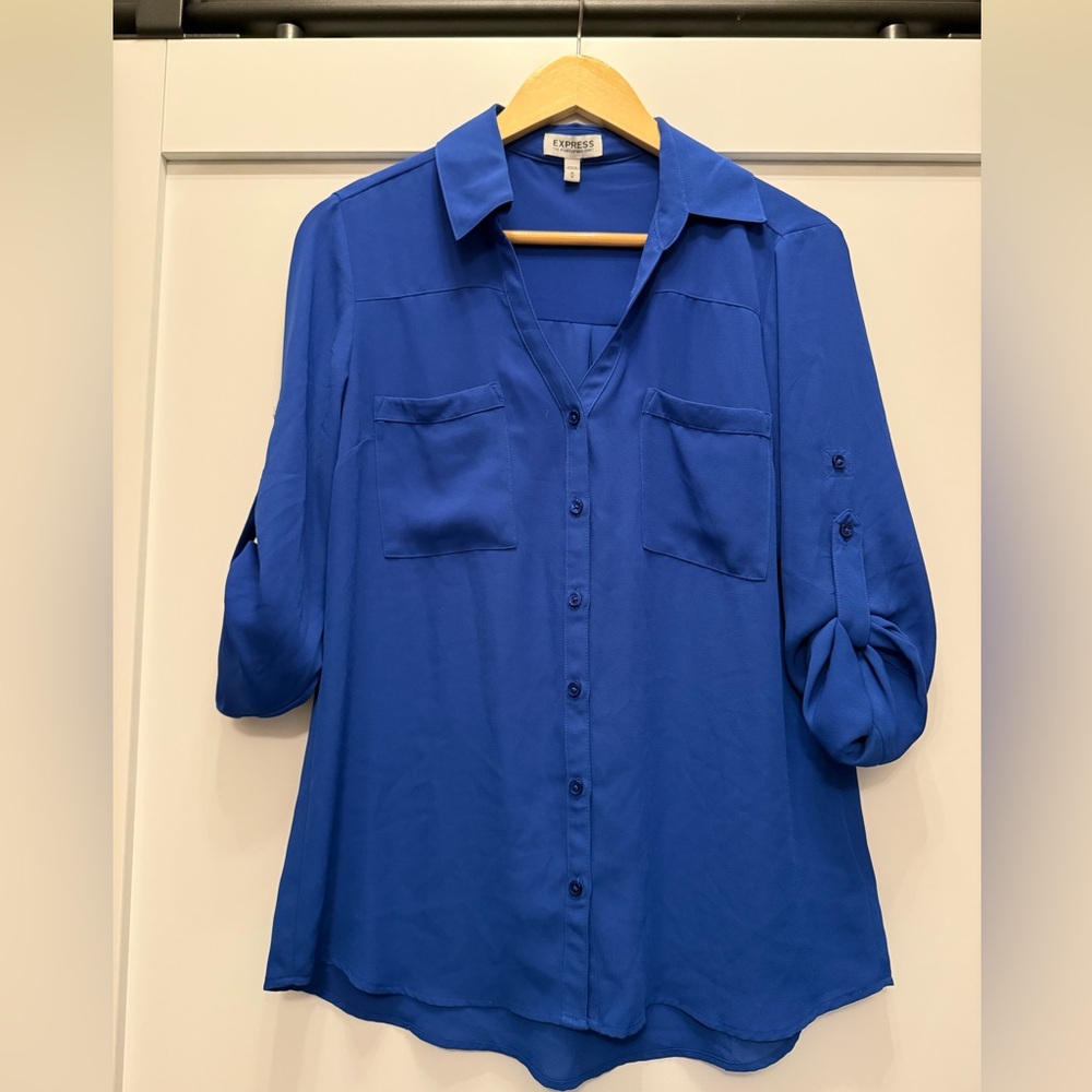 Express Women's Vibrant Blue Portofino Button-Down Shirt